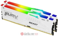 Kingston Kapacitet 64 GB DDR5 6000MT/s FURY BEAST WHITE Edition RGB Heatsink (Kit od 2 x 32 GB), KF560C30BWEAK2-64  