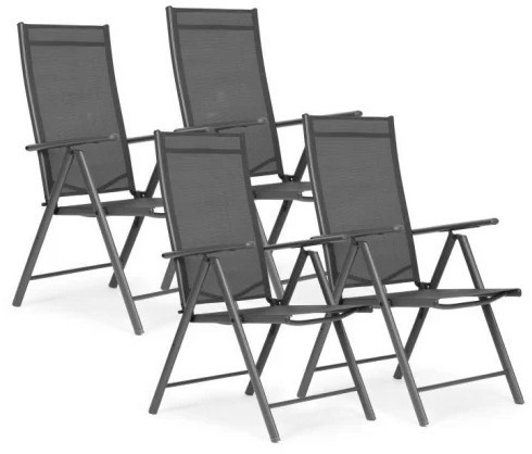 MultiGarden Set od 4 sklopive baštenske stolice sa podesivim naslonom, Grey 