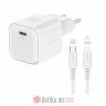 Swissten Travel charger GaN 1x USB-C 20W PD white, data cable USB-C/Lightning 1.2, white в Черногории