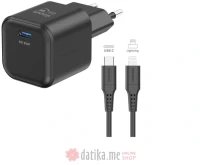 Swissten Travel charger 1x USB-C 35W PD black, data cable USB-C/Lightning 1.2 M, black