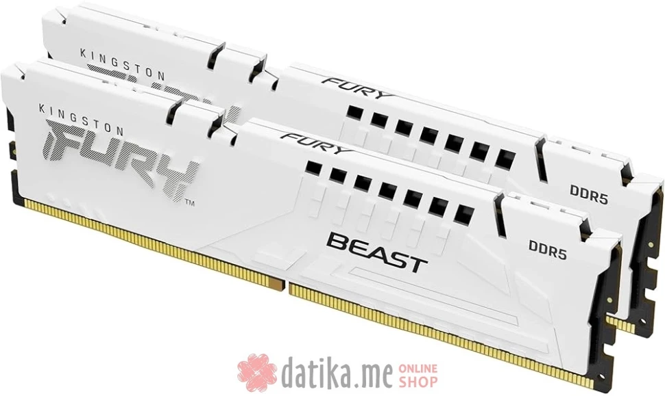 Kingston Kapacitet 64 GB DDR5 FURY BEAST WHITE Edition Heatsink (Kit od 2 x 32 GB), KF560C30BWK2-64  