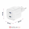 Swissten Travel Charger GaN 2x USB-C 20W PD White в Черногории