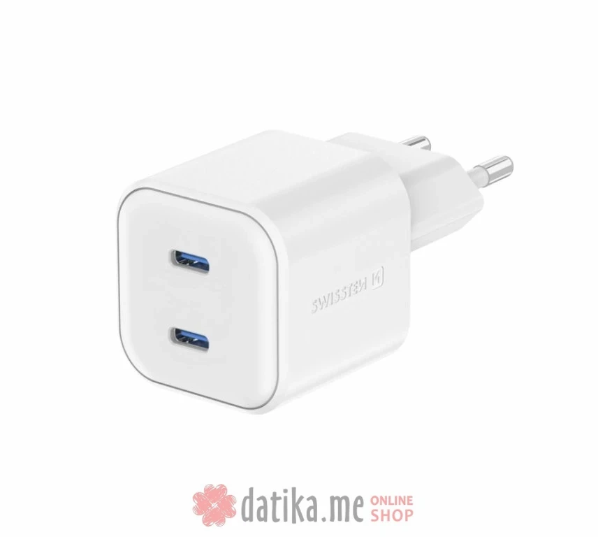 Swissten Travel Charger GaN 2x USB-C 20W PD White в Черногории