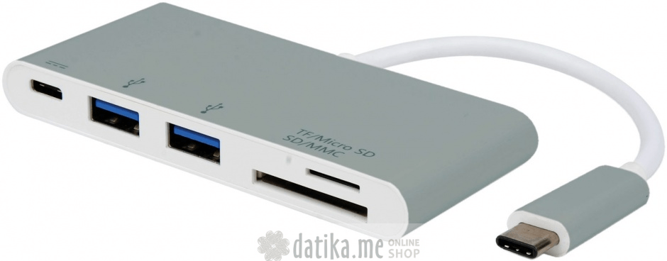 Roline Hub USB tip C 3.1 + 2 x USB-A si alimentare (PD) + slot micro SD/SD
