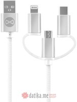 Forever 3in1 cable USB - Lightning + USB-C + microUSB 1,2 m 3A white 