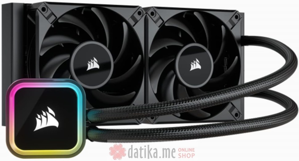 CORSAIR iCUE H100i RGB ELITE Liquid CPU Cooler, AF ELITE Series PWM fans, 240mm, 16 RGB LEDs в Черногории