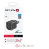 Swissten Travel charger 1x USB-C 20W PD, 1x USB-A 18W QC, black