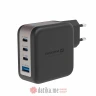 Swissten Travel Charger GaN 3x USB-C 100W PD + 1x USB-A 18W QC Black
