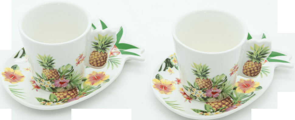 DI.MO Set šolja za kafu Ananas 80ml 2/1 sa tanjirićima
