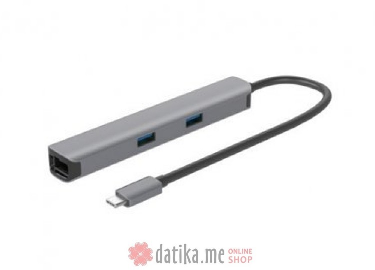 E-GREEN Adapter USB 3.1 tip C (M) - HDMI + 2 x USB 3.0 + SD/TF+PD 100W + RJ45 (F)1000 Mbps (7 u 1) в Черногории