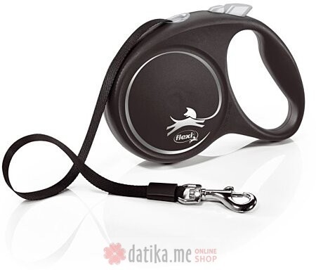 Flexi Povodac Black Design Large Tape 5M Silver