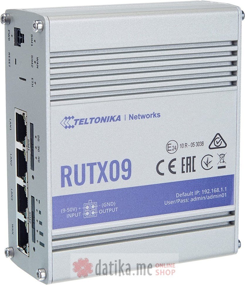 Teltonika RUTX09 LTE-A Cat 6 cellular IoT router with Dual-SIM, Carrier Aggregation, and 4 Gigabit Ethernet interfaces in Podgorica Montenegro