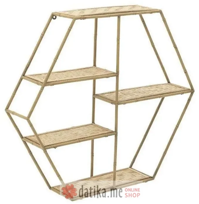 INART POLICA ZA ZID METAL/DRVO ZLATNO/NATURAL 78X15X68
