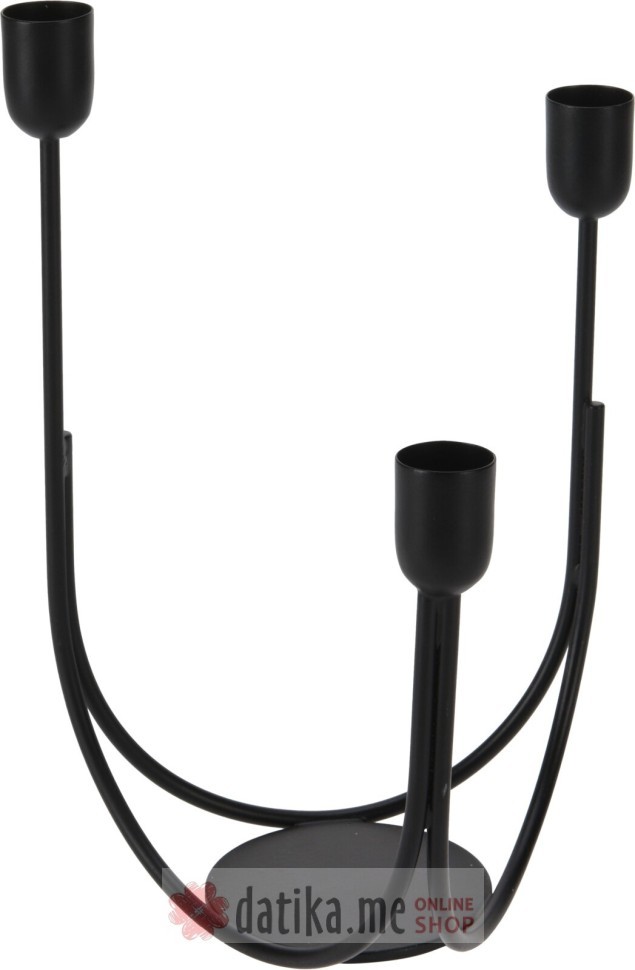 Koopman Svijecnjak za tri svijece crni, 23 cm