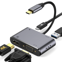 E-Green Adapter USB 3.1 Tip C (M) - HDMI+VGA+ 3.0 USB + tip C 