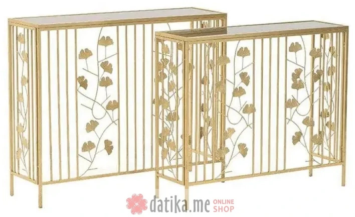 INART SET DVA STOLA S/2 METAL CONSOLE TABLE WITH MIRROR GOLDEN 100X30X80