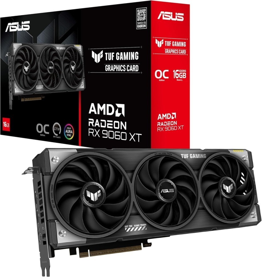 ASUS TUF Gaming Radeon RX 9060 XT 16GB GDDR6 OC Edition, TUF-RX9060XT-O16G-GAMING