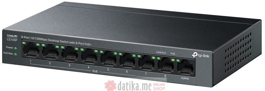 TP-LINK LS109P 9-Port 10/100Mbps Desktop Switch with 8-Port PoE+ in Podgorica Montenegro