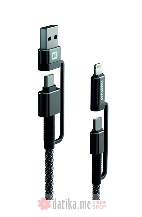Swissten DATA CABLE KEVLAR 4in1 3A 1,5 M ANTRACIT