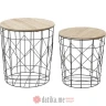 INART SET STOLOVA 2/1 METAL/WOODEN W/STORAGE SPACE BLACK/NATURAL D37Χ40 в Черногории
