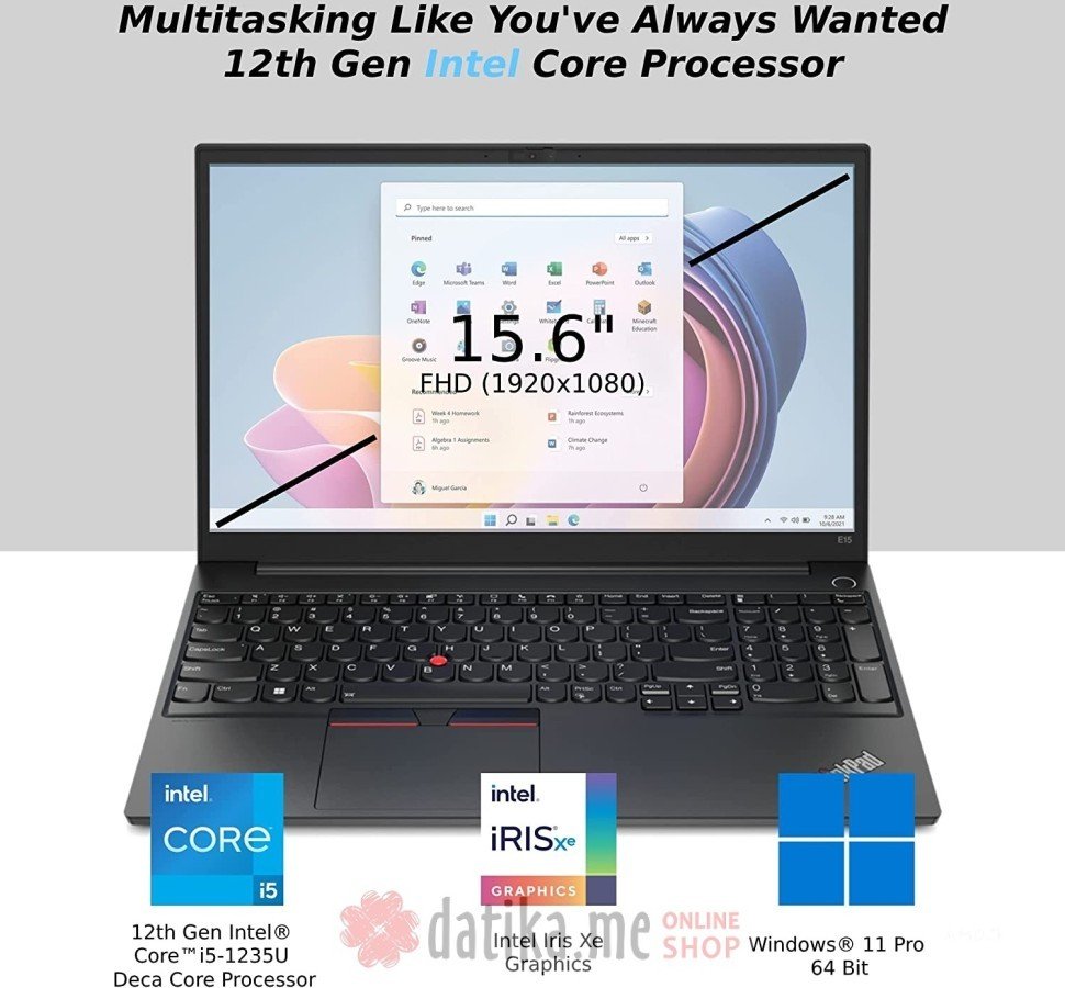 Lenovo ThinkPad E15 Gen 4 Intel i5-1235U/16GB/512GB SSD/Intel Iris Xe Graphics/15.6" FHD IPS/Win11Pro, 21E6005NYA в Черногории