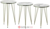 INART SET STOLOVA 3/1 METAL/MELAMINE BIJELI MARBLE LOOK Φ35Χ54