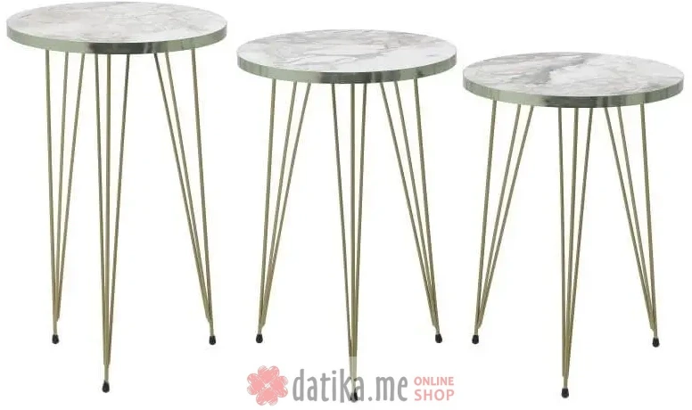 INART SET STOLOVA 3/1 METAL/MELAMINE BIJELI MARBLE LOOK Φ35Χ54