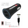 Swissten Car charger 2.4A power 2x USB, cable USB-C