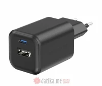 Swissten Travel Charger GaN 1x USB-C 45W PD + 1x USB-A 18W QC Black