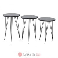 INART SET TRI STOLA METAL/MELAMINE CRNI MARBLE Φ35Χ57