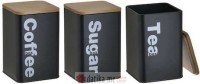 INART SET POSUDA ZA KAFU/CAJ/SECER METAL/BAMBOO BLACK/NATURAL 10X10X14cm