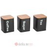INART SET POSUDA ZA KAFU/CAJ/SECER METAL/BAMBOO BLACK/NATURAL 10X10X14cm
