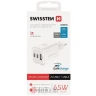 Swissten Travel Charger GaN 2x USB-C 65W PD + 1x USB-A 18W QC White