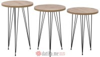 INART SET TRI STOLA METAL/MELAMIN ORAH/CRNO Φ35Χ57