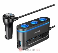 Swissten Car charger adapter, cigarette lighter 3x CL, 2x USB-C PD, 1x USB-A QA (108W- 216W)