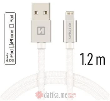 Swissten Data Cable Textile USB/Lightning MFi 1.2m SILVER