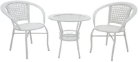 PAKKETO SET ZA BASTU STO I DVIJE STOLICE Garden lounge set Saylor metal-pe rattan white