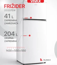 VIVAX HOME DD-207E W Frizider sa zamrzivačem, 143cm
