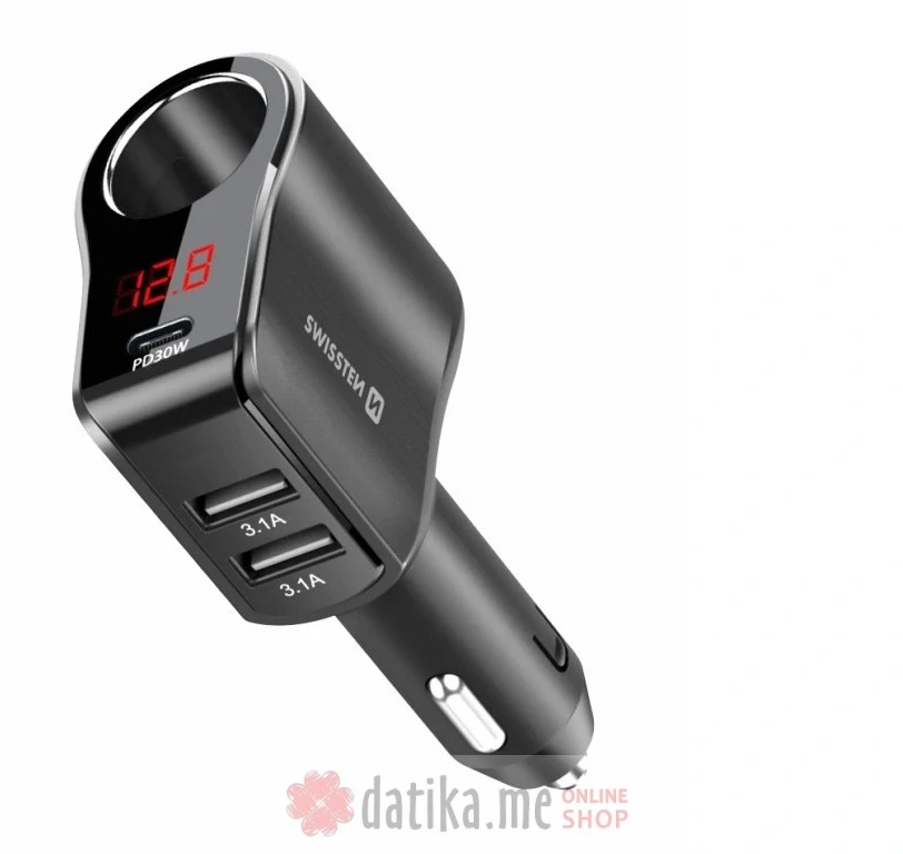 Swissten CAR CHARGER ADAPTER, CIGARETTE LIGHTER 1x CL, 1x USB-C PD, 2x USB-A, OUTPUT POWER 108W - 216W