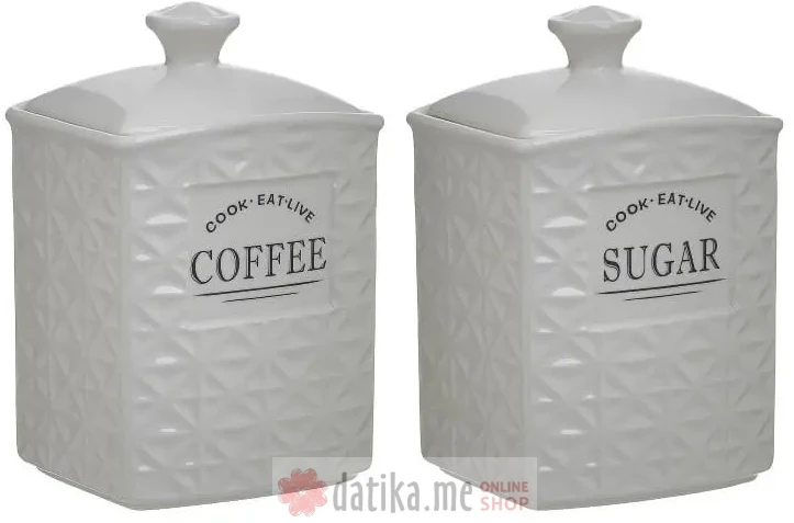 INART SET ZA KAFU I SECER PORCELAN BIJELI 10Χ17cm