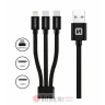 Swissten Data cable textile 3in1 1,2m, Black (Lighting, 2x USB-C)