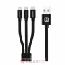 Swissten Data cable textile 3in1 1,2m, Black (Lighting, 2x USB-C)