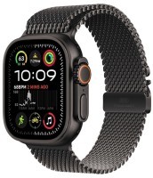 APPLE Watch Ultra2 v2 Cellular 49mm Black Titanium Case with Black Titanium Milanese Loop - M (mx5u3se/a)