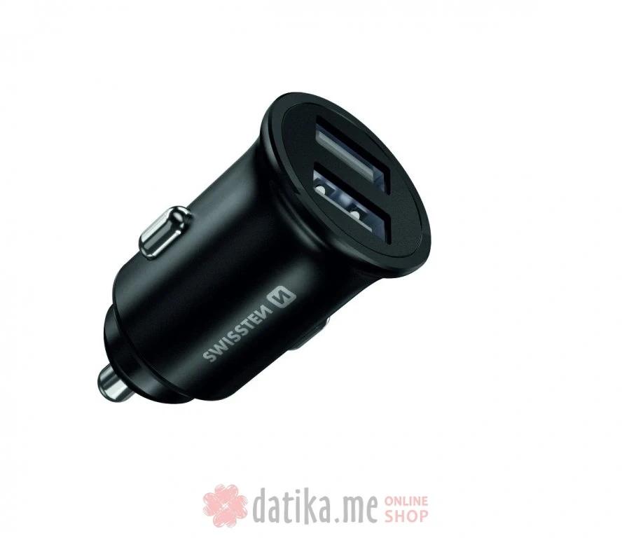 Swissten CAR CHARGER 2x USB 4,8A METAL BLACK