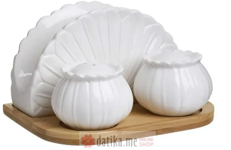 INART SET ZA SO I BIBER I DRZAC SALVETA PORCELAIN WHITE/NATURALcm в Черногории