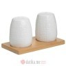 INART SET ZA SO I BIBER PORCELAIN/BAMBOO WHITE/NATURAL 12X7X8cm