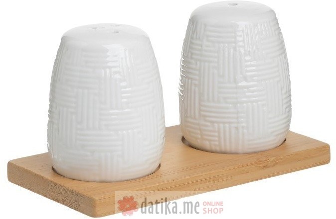 INART SET ZA SO I BIBER PORCELAIN/BAMBOO WHITE/NATURAL 12X7X8cm