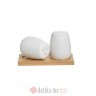 INART SET ZA SO I BIBER PORCELAIN/BAMBOO WHITE/NATURAL 12X7X8cm