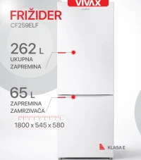 VIVAX HOME CF-259ELF W Kombinovani frižider, 180cm