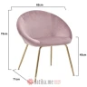INART STOLICA METAL/VELVET CHAIR GOLD/PINK 62X71X75/45
